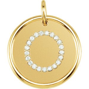 Diamond Initial "O" Round Pendant, 18k Yellow Gold-Plated Sterling Silver (0.1 Ctw, Color GH, Clarity I1)