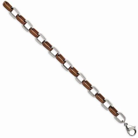 Men's Brushed Brown IP Stainless Steel Bracelet, 8.5 Inches