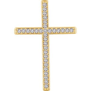 Diamond Chapel Cross Rhodium-Plated 14k Yellow Gold Pendant (1 Ctw, H+ Color, I1 Clarity)