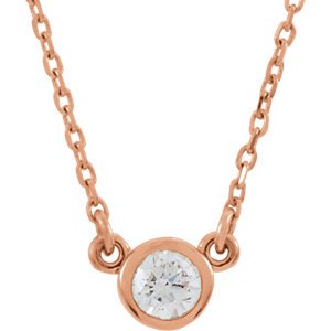 Diamond Solitaire 14k Rose Gold Pendant Necklace, 18" (1/6 Cttw)