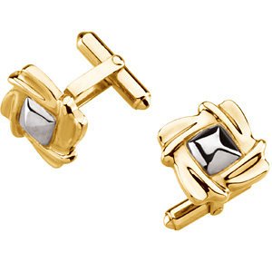 The Men's Jewelry Store 18k Yellow Gold, Platinum Square Cuff Links, 16.5MM