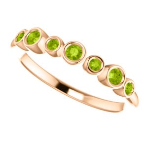 Peridot 7-Stone 3.25mm Ring, 14k Rose Gold