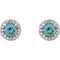 Aquamarine and Diamond Halo-Style Earrings, 14k White Gold (4MM) (.16 Ctw,G-H Color, I1 Clarity)