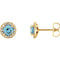 Blue Zircon and Diamond Halo-Style Earrings, 14k Yellow Gold (5MM) (.16 Ctw, G-H Color, I1 Clarity)