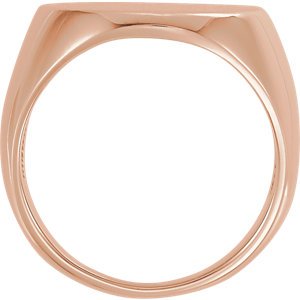 Men's Open Back Brushed Oval Signet Semi-Polished 18k Rose Gold Ring (27x19mm) Size 10