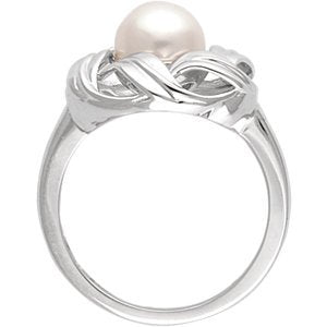 White Freshwater Cultured Pearl Ring, 14k White Gold, Size 7 (8MM)