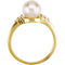 Freshwater Cultured White Pearl and Diamond Ring, 7.5 MM - 8.00 MM,1/8 CT TW, 14k Yellow Gold, Size 6