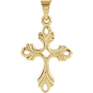 Fleury Cross 14k Yellow Gold Pendant (24.5X17 MM)