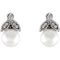 White Freshwater Cultured Pearl and Diamond Earrings, Sterling Silver (6-6.5MM) (.07 Ctw, GH Color, I1 Clarity)