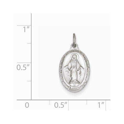Rhodium-Plated Sterling Silver Miraculous Medal (25X14MM)
