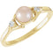 White Akoya Cultured Pearl and Diamond Ring, 14k Yellow Gold (5mm) (.06Ctw, G-H Color, I1 Clarity) Size 6
