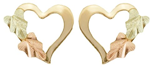 Heart Stud Earrings, 10k Yellow Gold, 12k Green Gold, 12k Rose Gold Black Hills Gold