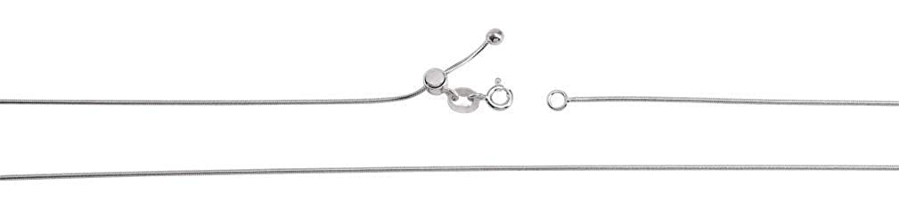 Adjustable Snake Chain 1mm Sterling Silver, 22''