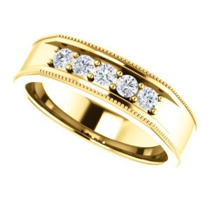 Men's 14k Yellow Gold Diamond Ring (.005 Ctw, Color G-H, SI2-SI3 Clarity) Size 11