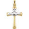 Hollow Claddagh Cross 14k Yellow and 14k White Gold Pendant