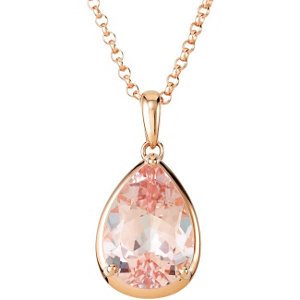 5 Ct Morganite Faceted Pear 14k Rose Gold Necklace, 20"