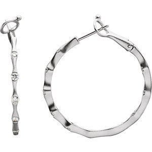 Diamond Inside-Outside Hoop Earrings, 14K White Gold (1/2 Ctw, Color H-I , Clarity I1)