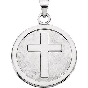 Sterling Silver Confirmation Medal Cross Pendant (23 MM)