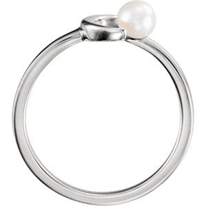 White Freshwater Cultured Pearl Crescent Ring, Sterling Silver, Size 7 (4-4.5MM)