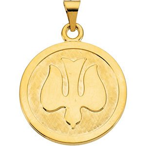 14k Yellow Gold Holy Spirit Dove Medal (23 MM)