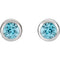 Blue Zircon Stud Earrings, Rhodium-Plated 14k White Gold