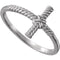 Sideways Rope Cross Rhodium Plated 14k White Gold Ring