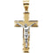 Two-Tone Crucifix with Textured Design 14k Yellow and White Gold Pendant (41X23.7MM)