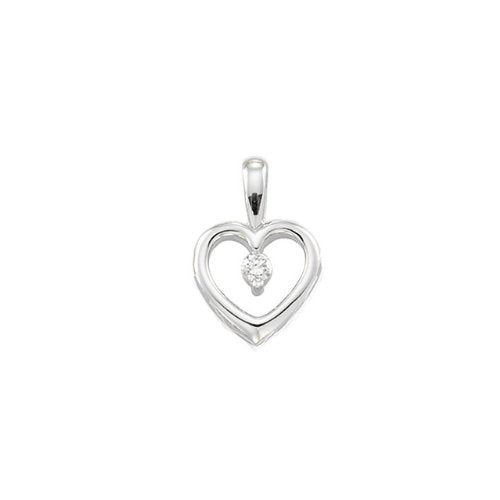 14k White Gold .07 Cttw. Diamond Heart Pendant