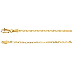 2mm 14k Yellow Gold Diamond Cut Cable Chain, 18"