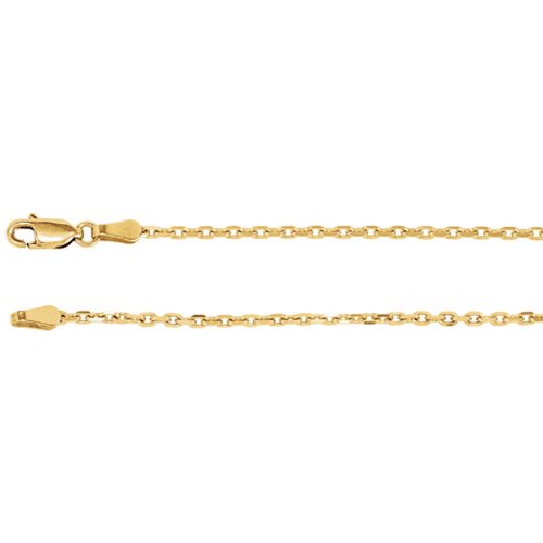 2mm 14k Yellow Gold Diamond Cut Cable Chain, 18"