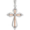 Diamond Regal Cross Pendant, 14k Rose Gold Vermeil Plating, Rhodium-Plated Sterling Silver (.003 Ct, I-J Color, I3 Clarity)