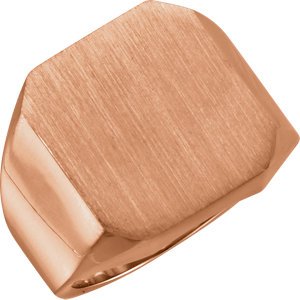 Men's Brushed Signet Ring, 14k Rose Gold (18X16MM)