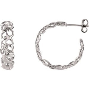 Fancy Hoop Earrings, Rhodium-Plated 14k White Gold