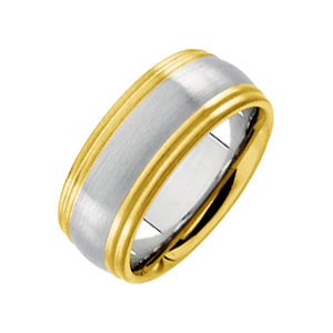 8mm 14k Yellow and White Gold Two-Tone Comfort-Fit Band, Size 10