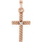 Diamond Rope-Trim Cross 14k Rose Gold Pendant (.015 Ct, G-H Color, I1 Clarity)