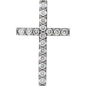 Diamond Petite Cross Rhodium-Plated 14k White Gold Pendant (.5 Ctw, G-H Color, I1 Clarity)