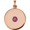 Round Ruby Disc Pendant, 14k Rose Gold