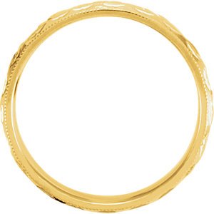 14k Yellow and White Gold Hand-Applied Milgrain Trim Engraved 6mm Comfort-Fit Band
