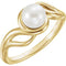 White Freshwater Cultured Pearl Ring, 14k Yellow Gold (7mm) Size 7.5