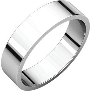 14k White Gold Slim-Profile Flat 5mm Band, Size 10.5