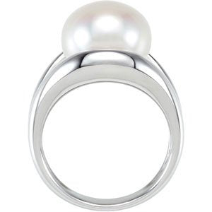 Freshwater Cultured White Pearl Ring, 12.00 MM - 13 MM, Sterling Silver, Size 6