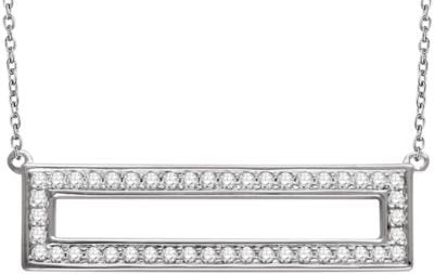 Diamond Rectangle Necklace in 14k White Gold, 16-18" (3/8 Cttw)