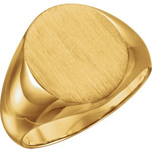 Men's 18k Yellow Gold Oval Signet Ring, 16X14mm, Size 9.75