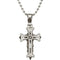 Stainless Steel Five Diamond Cross Necklace, 30" by Black & Blue Jewelry Co NYC