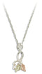 Diamond-Cut Twist Pendant Necklace, Sterling Silver, 12k Green and Rose Gold Black Hills Gold Motif, 18"