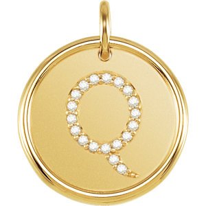 Diamond Initial "Q" Round Pendant, 18k Yellow Gold-Plated Sterling Silver (0.1 Ctw, Color GH, Clarity I1)