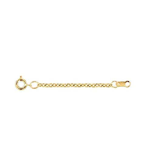 1.5mm 14k Yellow Gold Solid Cable Chain Necklace Extender or Safety Chain, 2.25"