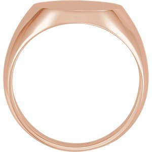 Men's Brushed Hollow Signet Semi-Polished 18k Rose Gold Ring (22x20mm) Size 9.75