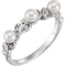 Platinum White Cultured Pearl, Diamond Stackable Leaf Ring (3.5mm)(.03Ctw, Color G-H, Clarity SI2-SI3)