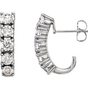 Diamond J-Hoop Earrings, 14k White Gold (1 1/2 Ctw, Color G-H, Clarity I1)